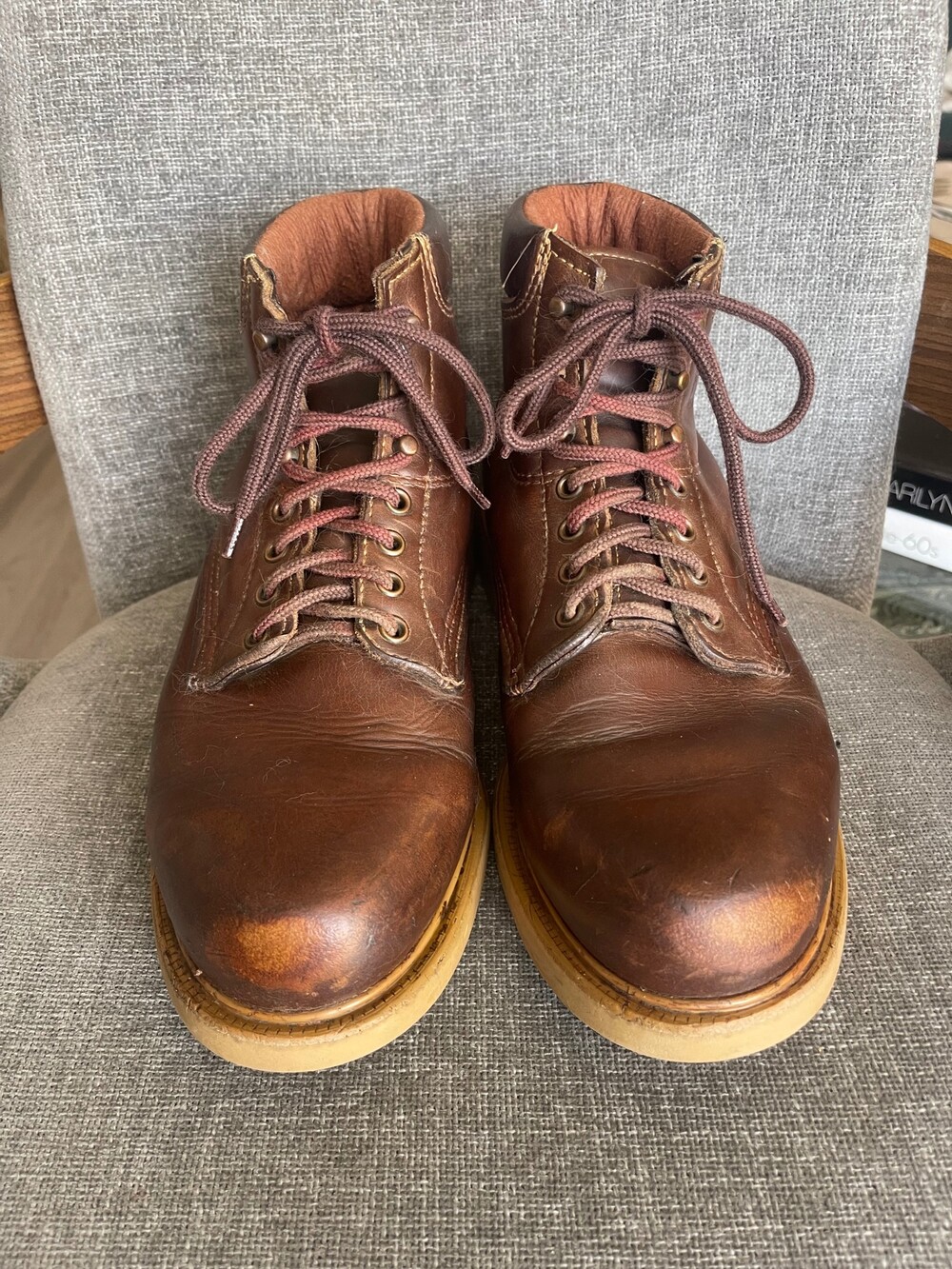 Vintage Red Wing Brown Leather Round Toe Lug Sole Work Boots Mens Size 8.5 Made